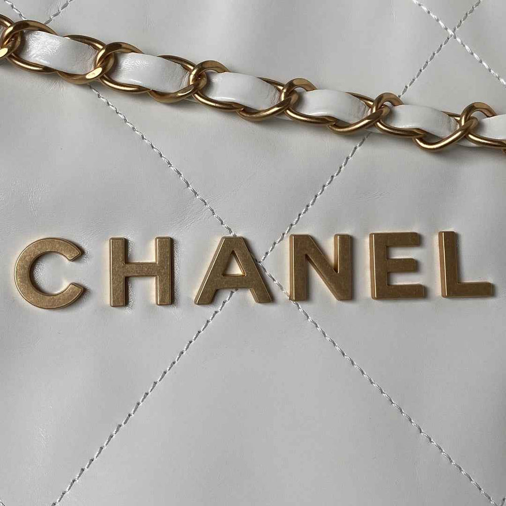 Chanel 22 Handbag AS4486 Calfskin In White