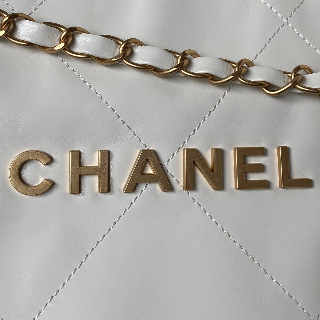 Chanel 22 Handbag AS4486 Calfskin In White