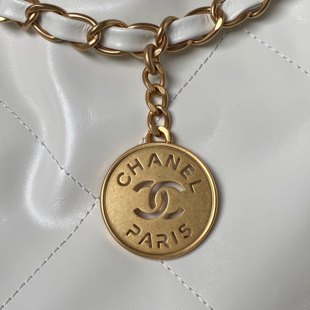 Chanel 22 Handbag AS4486 Calfskin In White