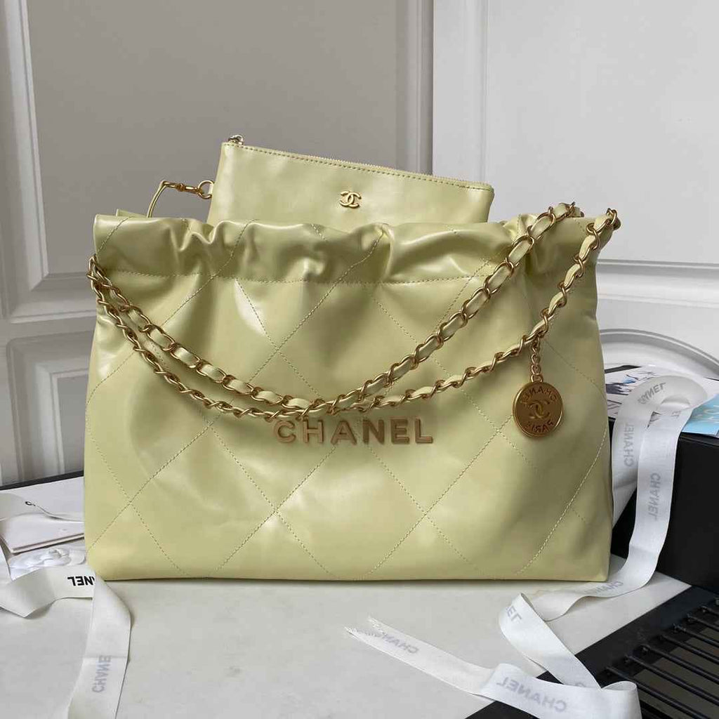 Chanel 22 Handbag AS4486 Calfskin In Yellow