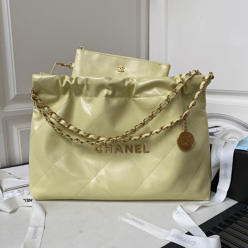 Chanel 22 Handbag AS4486 Calfskin In Yellow