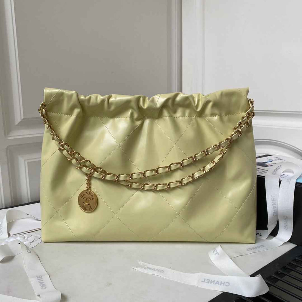 Chanel 22 Handbag AS4486 Calfskin In Yellow