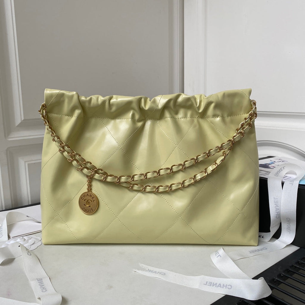 Chanel 22 Handbag AS4486 Calfskin In Yellow
