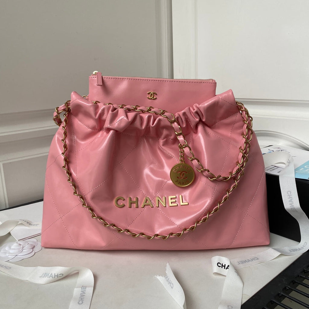 Chanel 22 Handbag AS4486 Calfskin In Pink