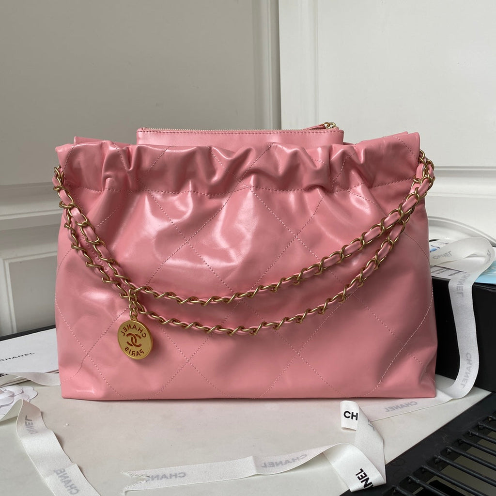 Chanel 22 Handbag AS4486 Calfskin In Pink