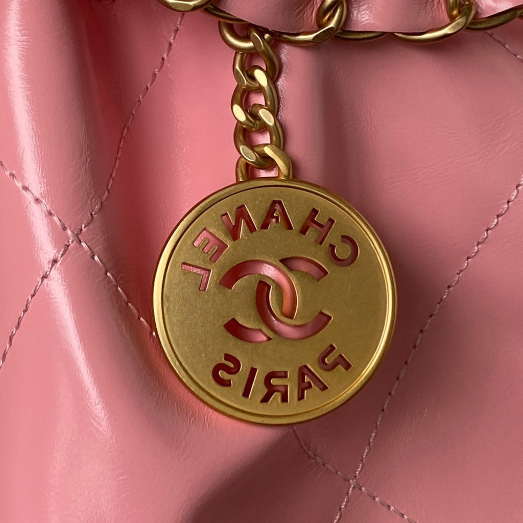Chanel 22 Handbag AS4486 Calfskin In Pink