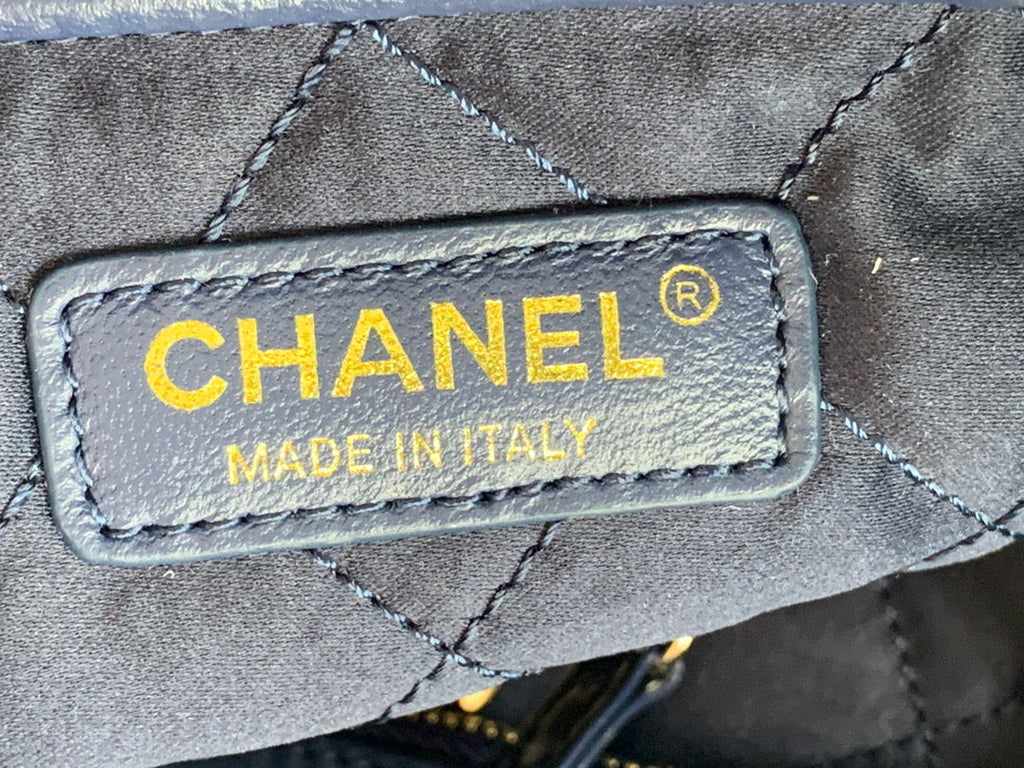 Chanel 22 Large Handbag AS3262 Clothes Gold-Tone Metal Blue