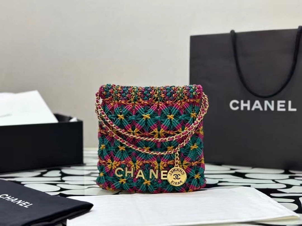 Chanel 22 Mini bag AS3980 Calfskin macrame Dark Green