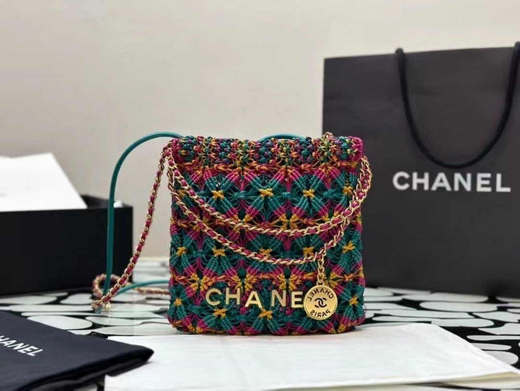 Chanel 22 Mini bag AS3980 Calfskin macrame Dark Green