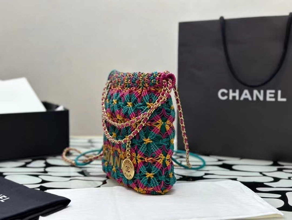 Chanel 22 Mini bag AS3980 Calfskin macrame Dark Green
