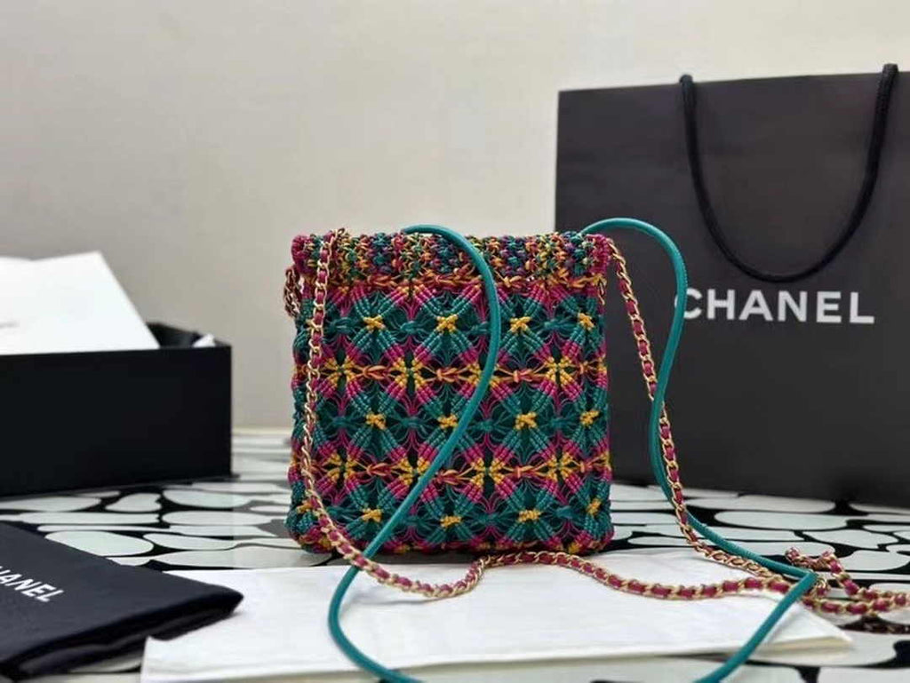 Chanel 22 Mini bag AS3980 Calfskin macrame Dark Green