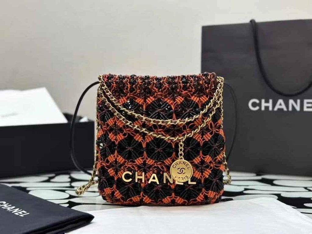 Chanel 22 Mini bag AS3980 Calfskin macrame Light Brown