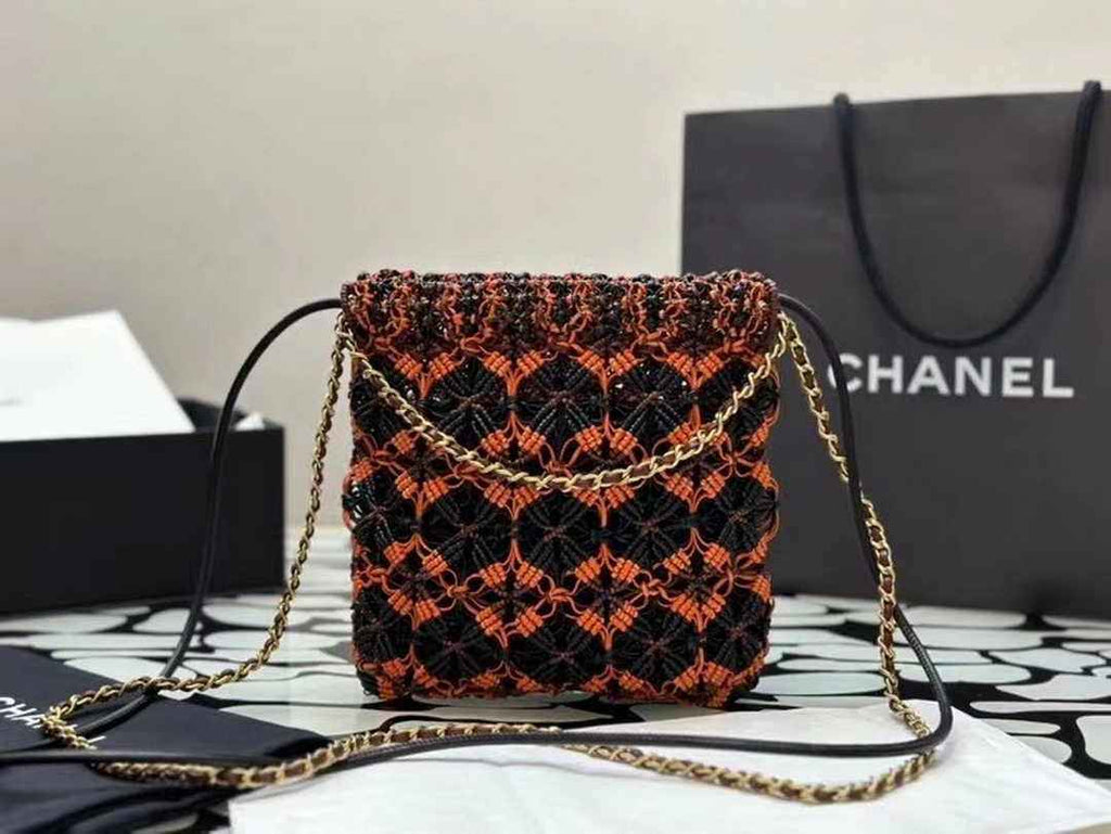 Chanel 22 Mini bag AS3980 Calfskin macrame Light Brown