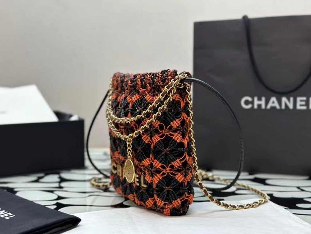 Chanel 22 Mini bag AS3980 Calfskin macrame Light Brown