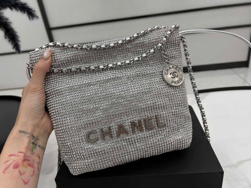 Chanel 22 Mini bag AS3980 Calfskin macrame Silver