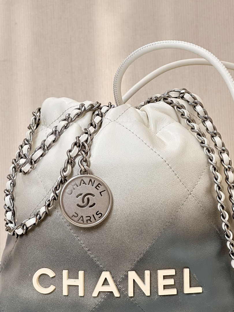 Chanel 22 Mini bag AS3980 Calfskin White Silver