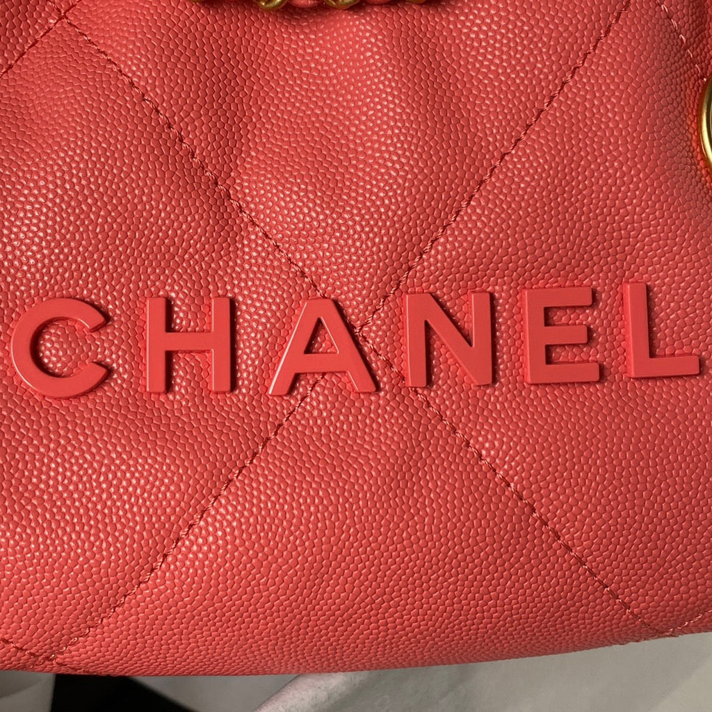 Chanel 22 Mini bag AS3980 Shiny Grained Calfskin Gold-Tone Red