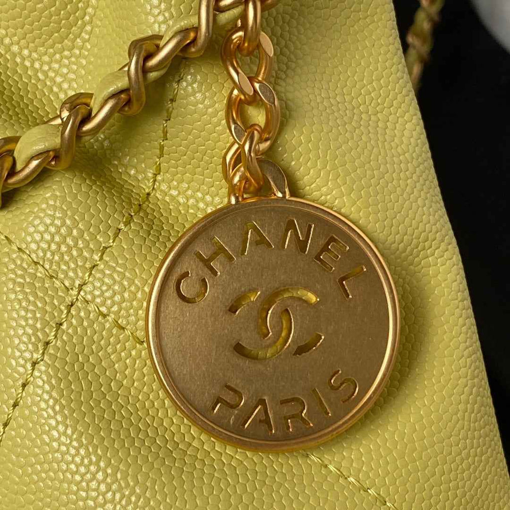 Chanel 22 Mini bag AS3980 Shiny Grained Calfskin Gold-Tone Yellow