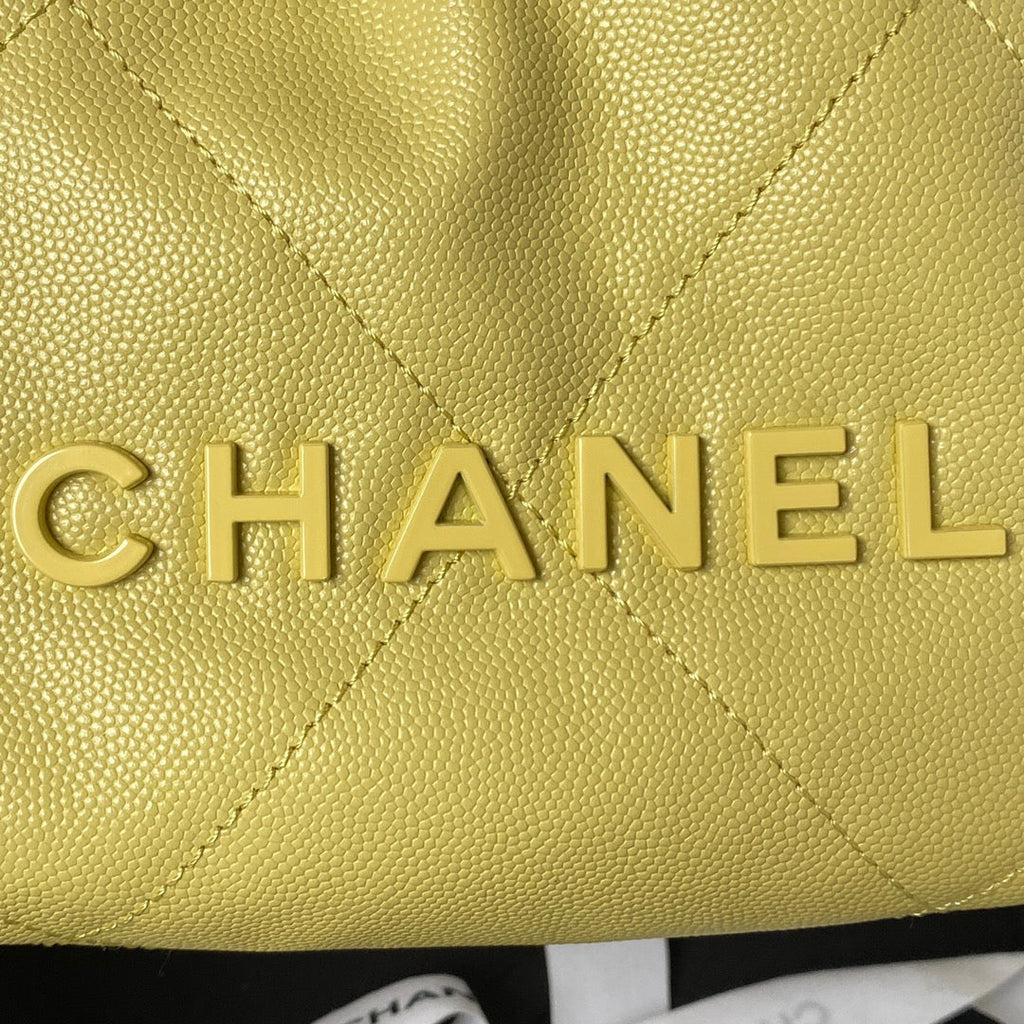 Chanel 22 Mini bag AS3980 Shiny Grained Calfskin Gold-Tone Yellow