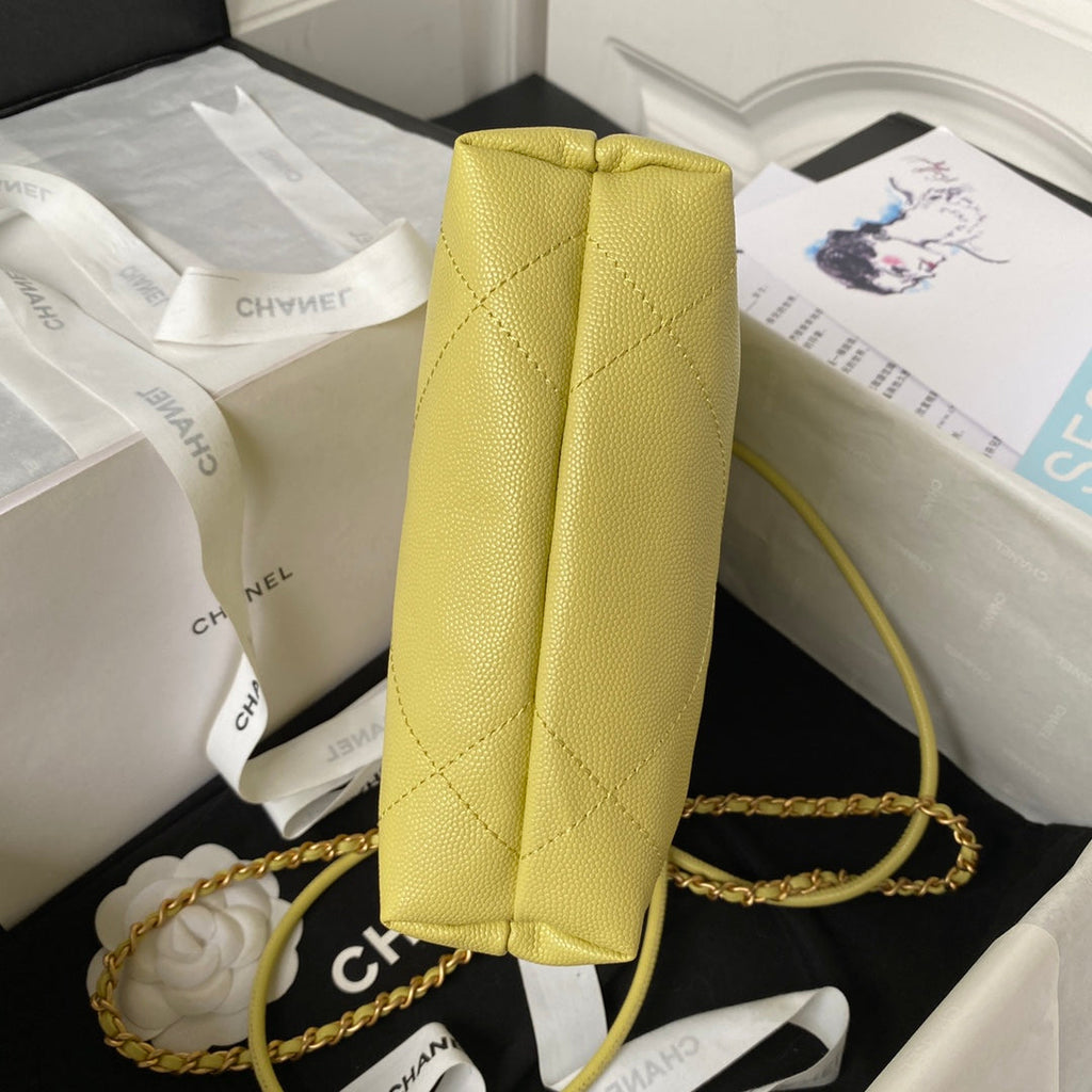 Chanel 22 Mini bag AS3980 Shiny Grained Calfskin Gold-Tone Yellow
