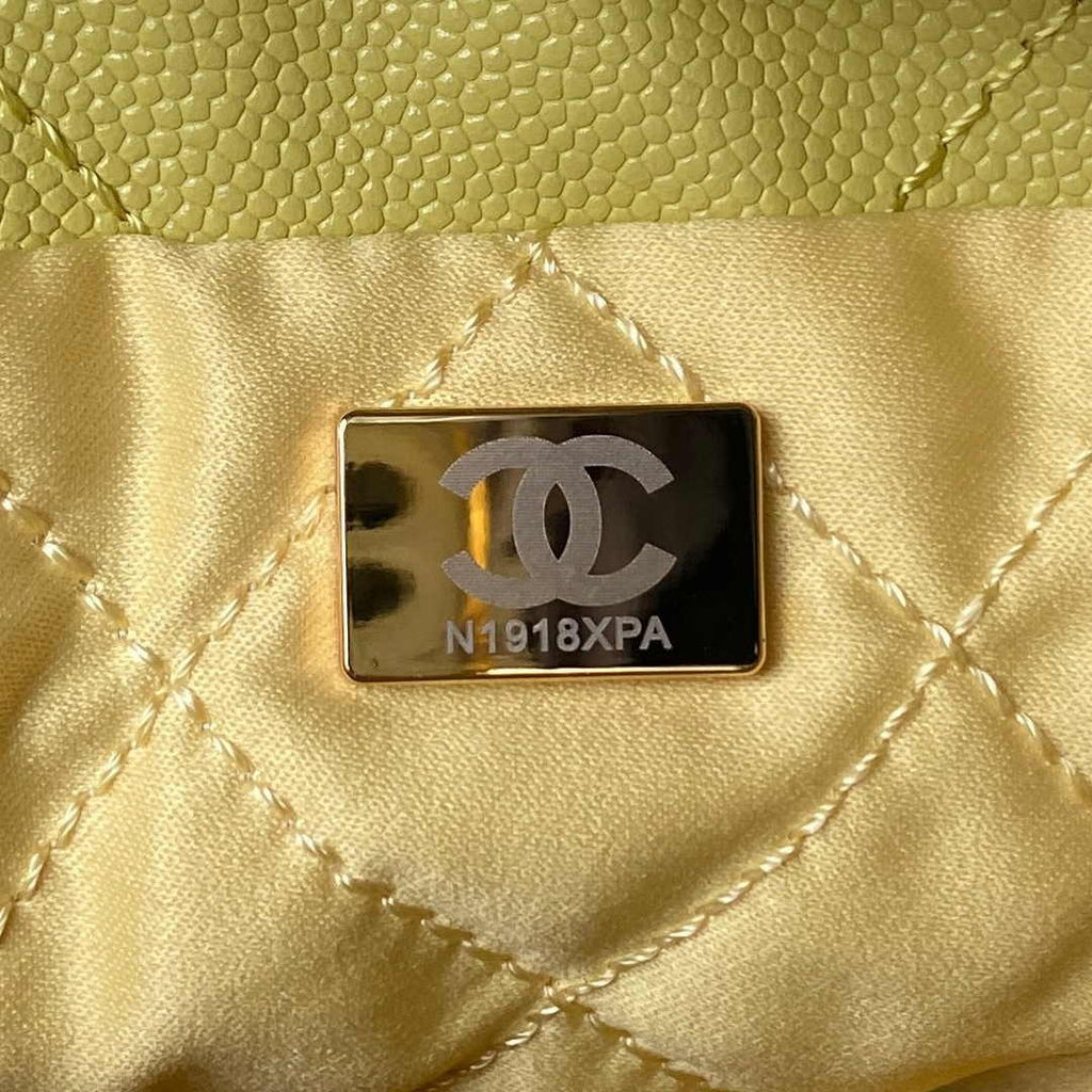 Chanel 22 Mini bag AS3980 Shiny Grained Calfskin Gold-Tone Yellow