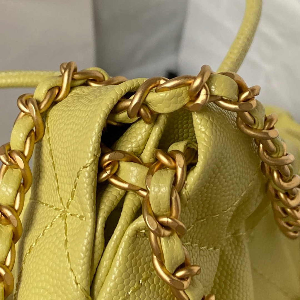 Chanel 22 Mini bag AS3980 Shiny Grained Calfskin Gold-Tone Yellow