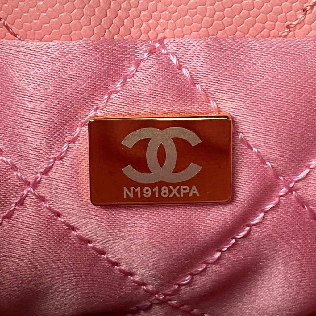 Chanel 22 Mini bag AS3980 Shiny Grained Calfskin Gold-Tone Pink