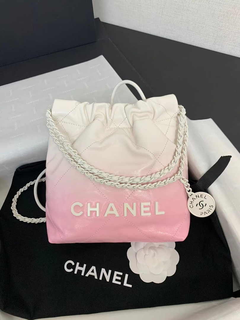 Chanel 22 Mini bag AS3980 Patent Gradient Calfskin Light Pink
