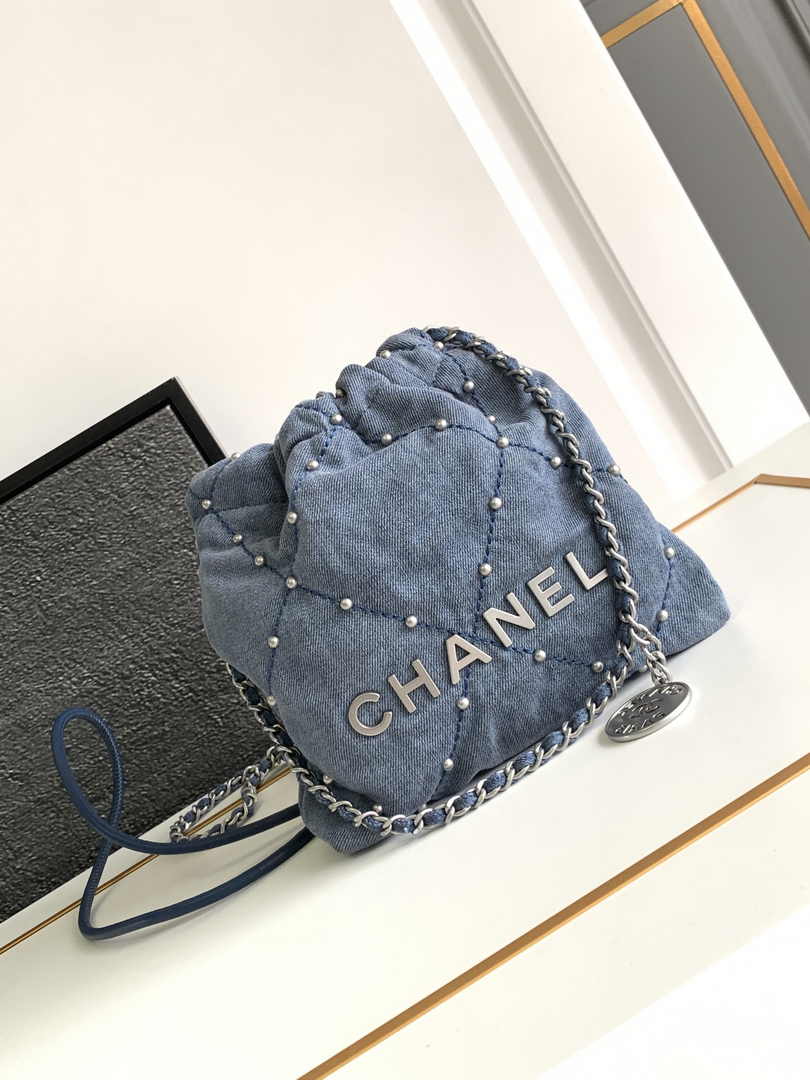 Chanel 22 Mini bag AS3980 Blue Washed Denim