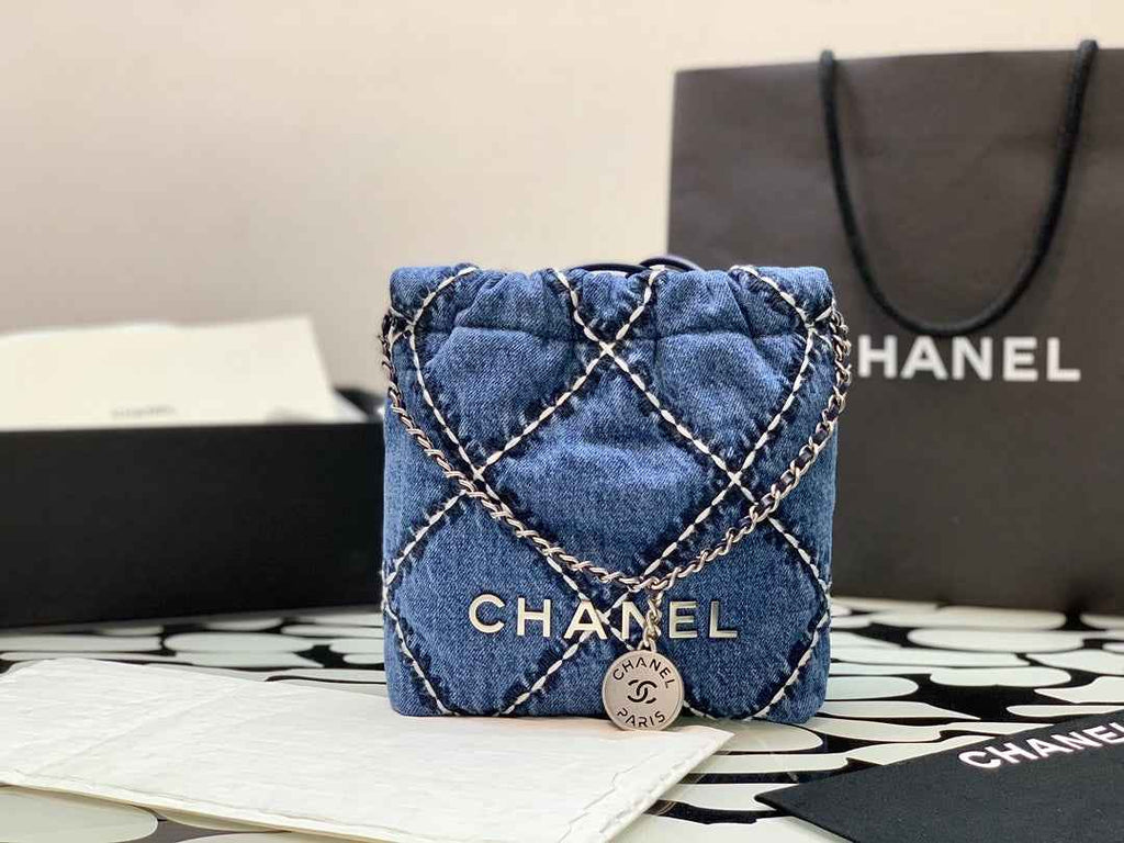 Chanel 22 Mini bag AS3980 Stitched Denim Silver-Tone