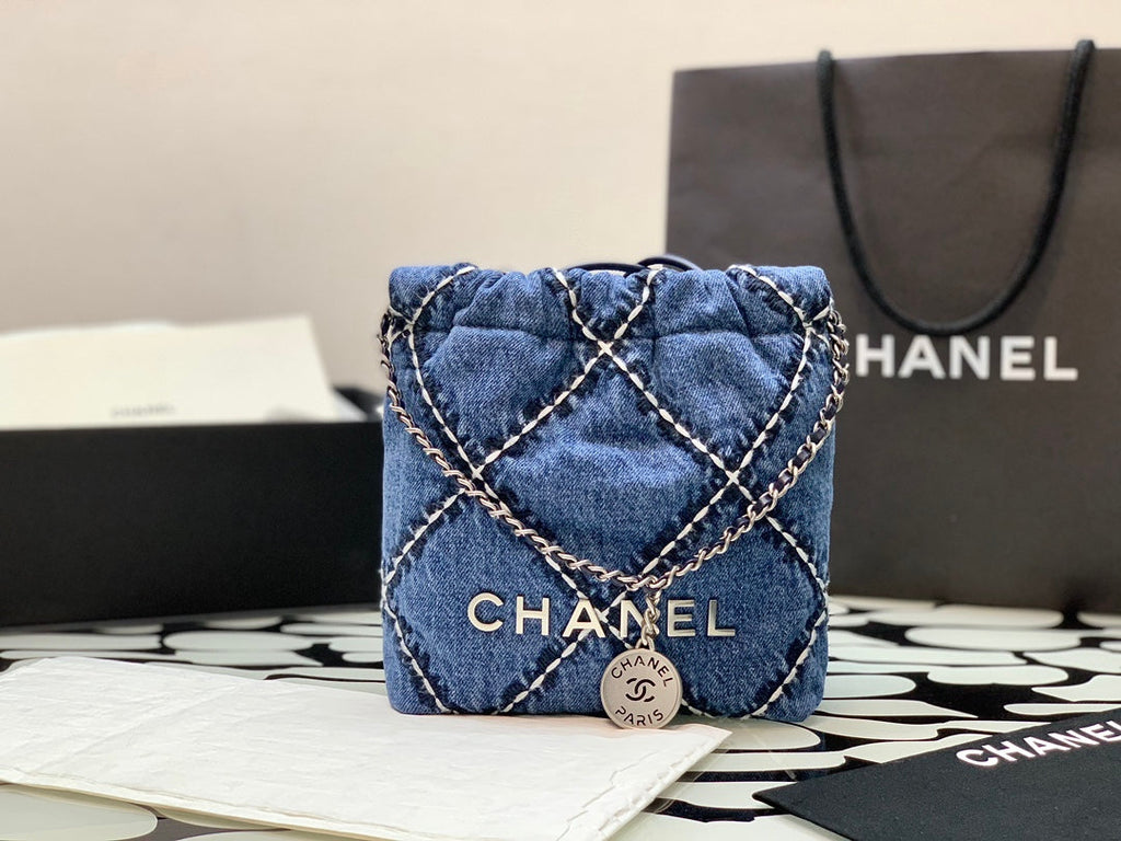 Chanel 22 Mini bag AS3980 Stitched Denim Silver-Tone