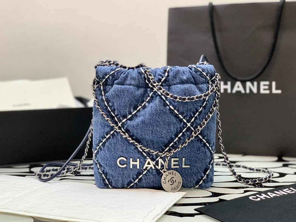 Chanel 22 Mini bag AS3980 Stitched Denim Silver-Tone