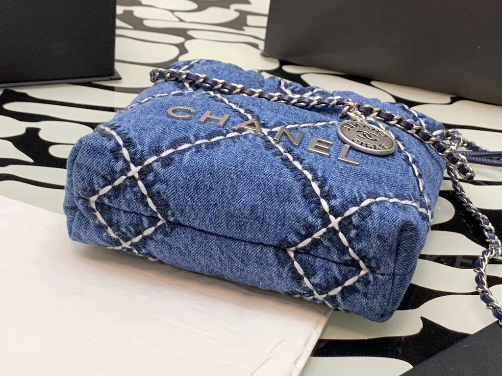 Chanel 22 Mini bag AS3980 Stitched Denim Silver-Tone