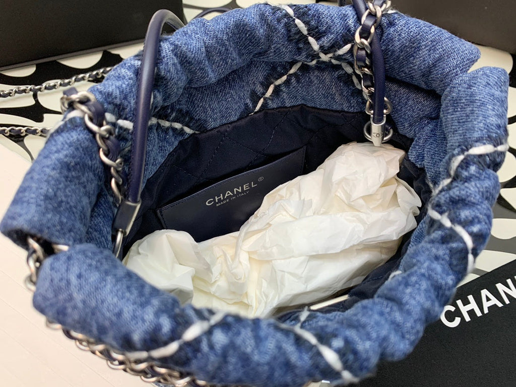 Chanel 22 Mini bag AS3980 Stitched Denim Silver-Tone