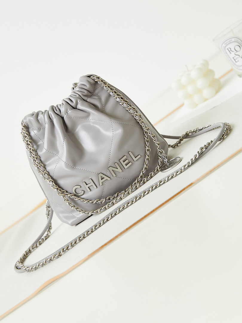Chanel 22 Mini bag AS3980 Calfskin Gray
