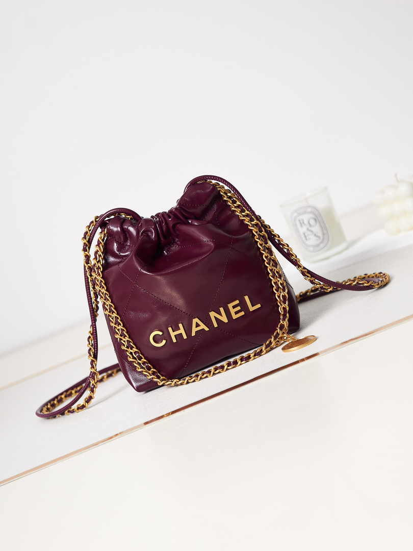 Chanel 22 Mini bag AS3980 Calfskin Wine Red
