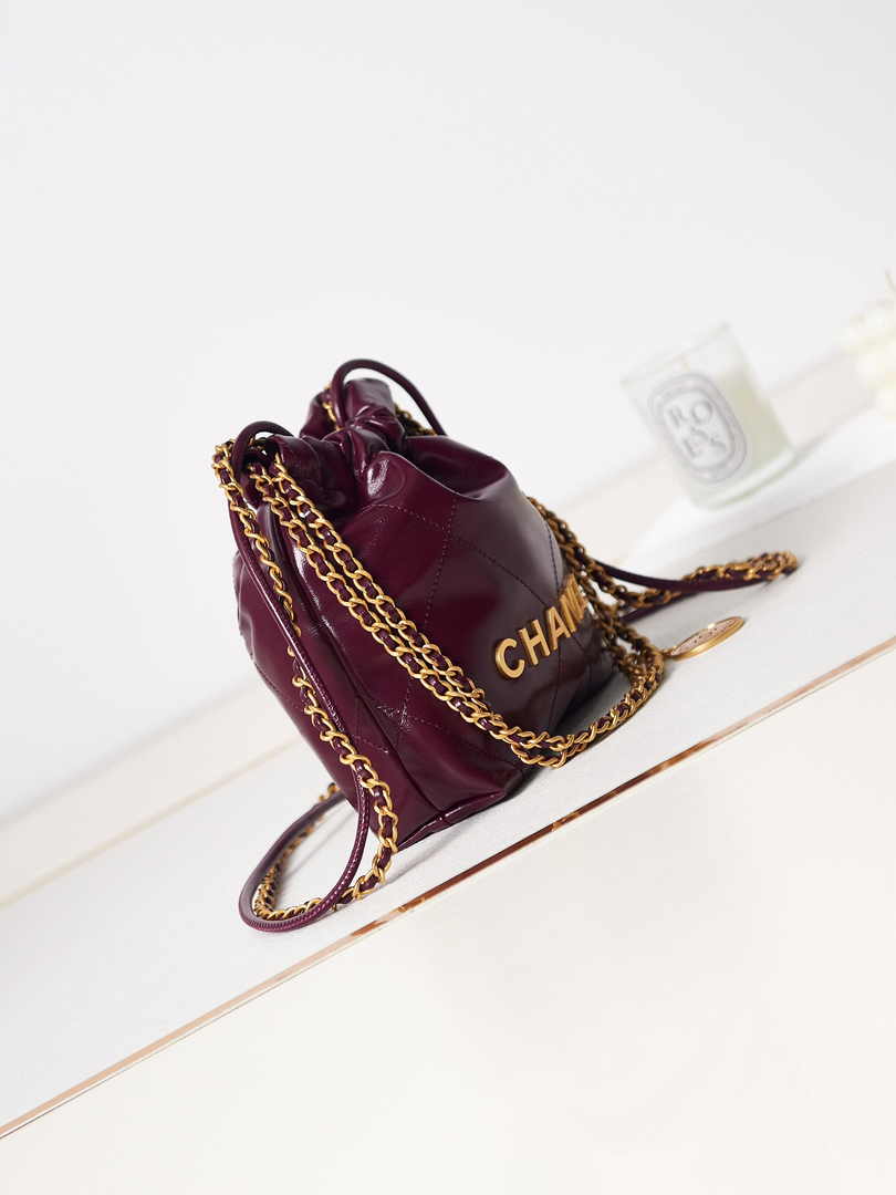 Chanel 22 Mini bag AS3980 Calfskin Wine Red