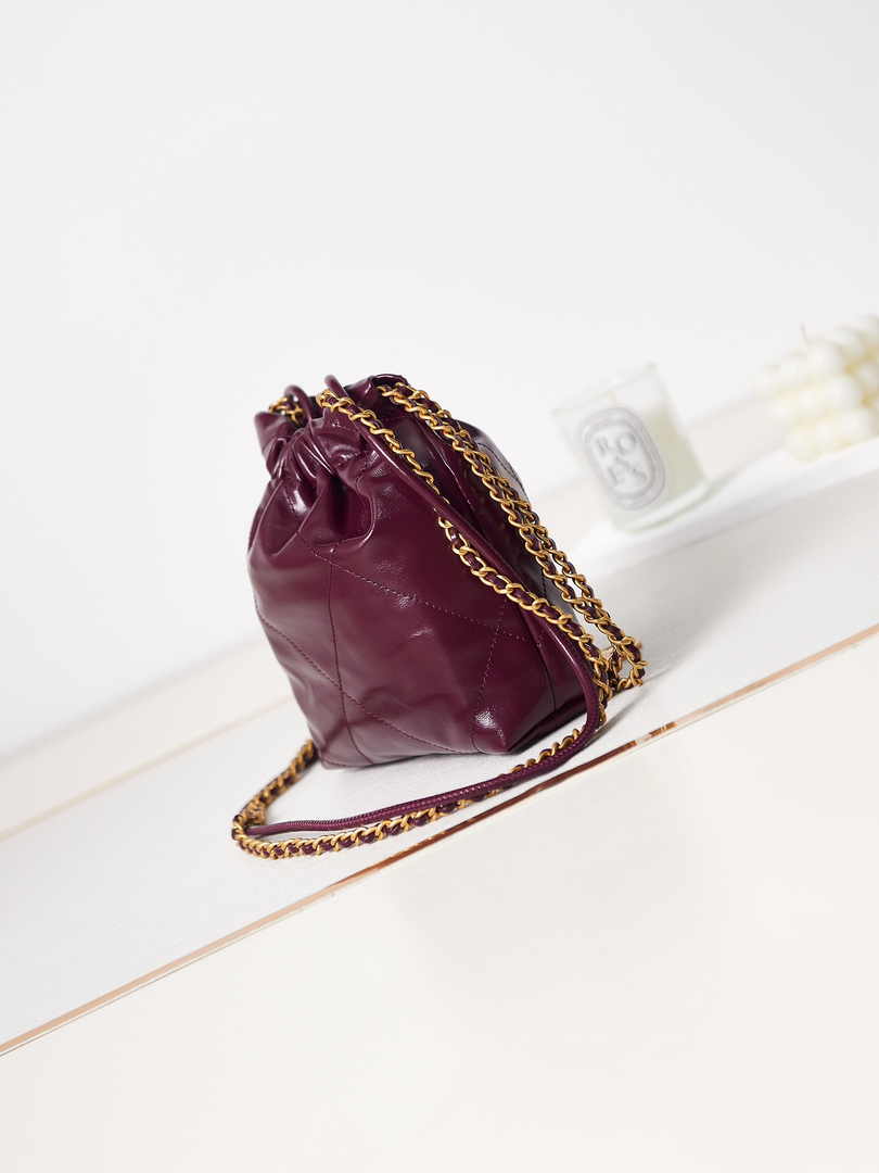 Chanel 22 Mini bag AS3980 Calfskin Wine Red
