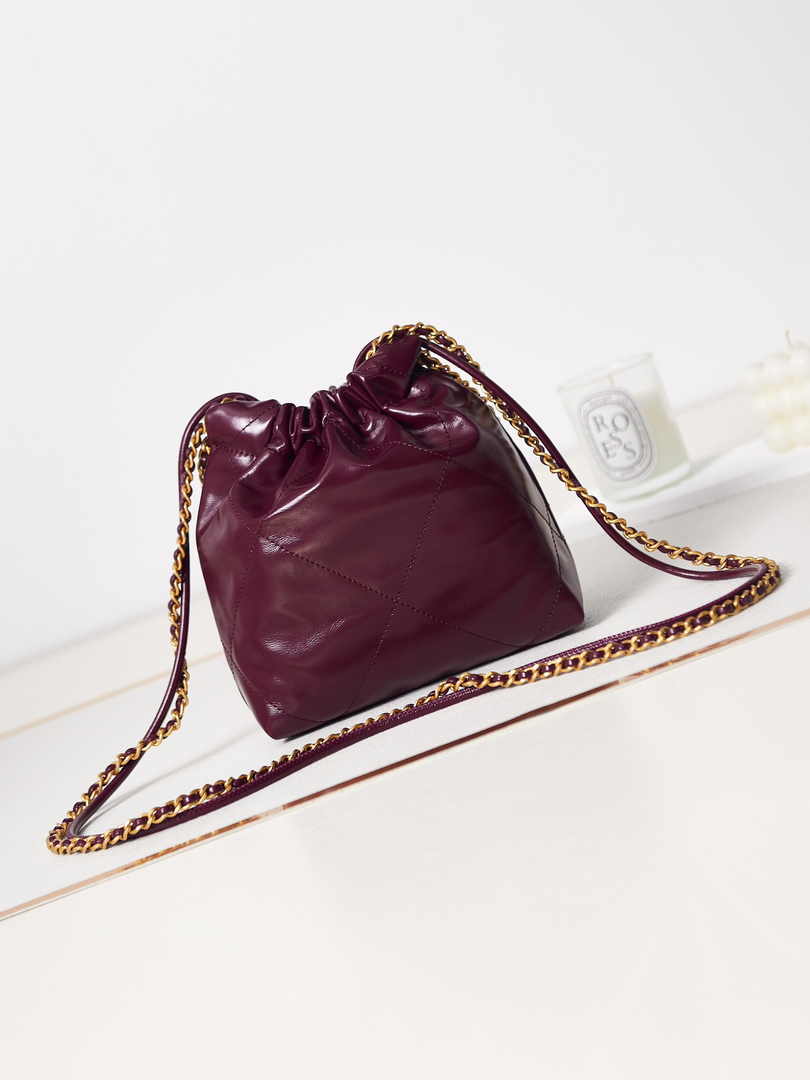Chanel 22 Mini bag AS3980 Calfskin Wine Red