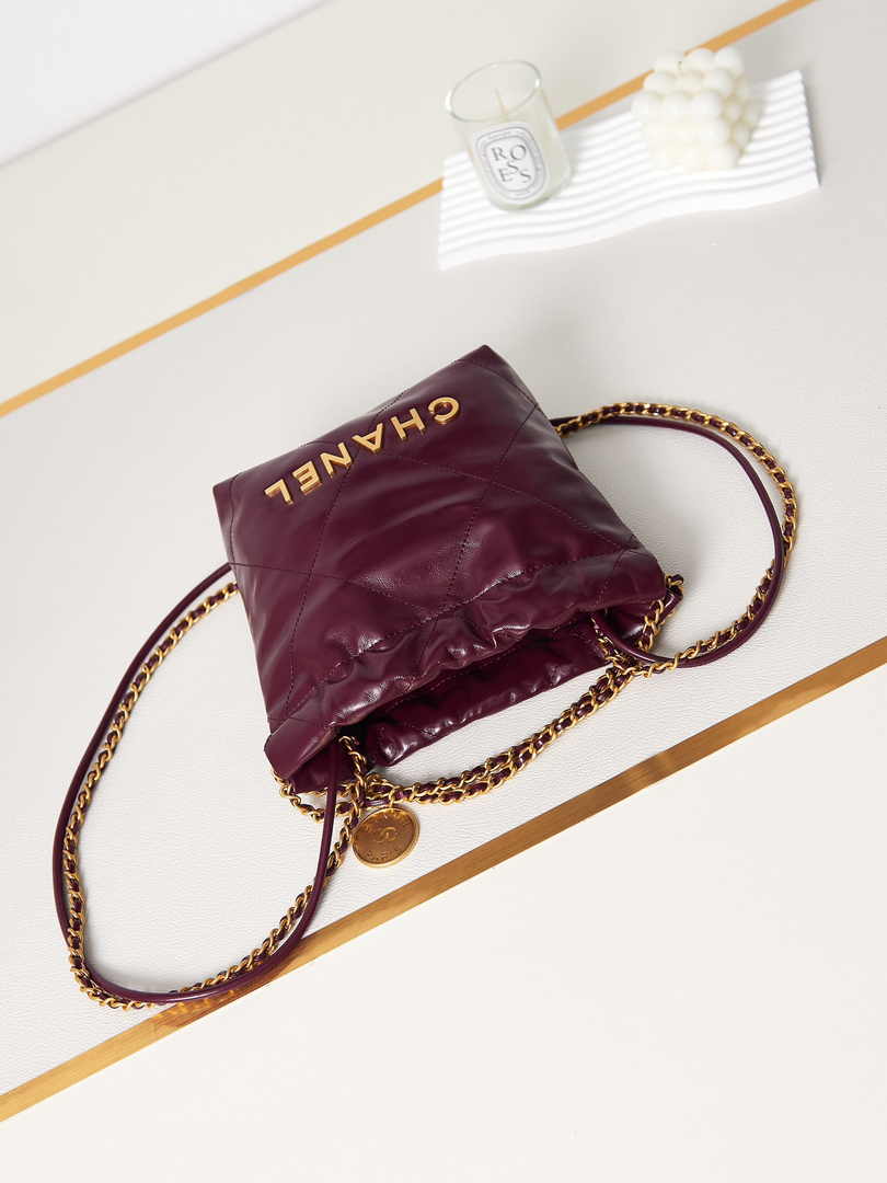 Chanel 22 Mini bag AS3980 Calfskin Wine Red
