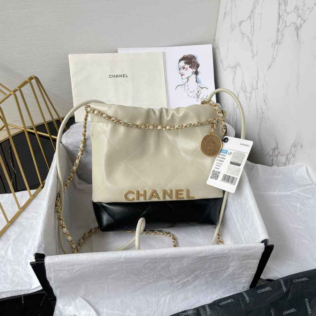Chanel 22 Mini bag AS3980 Shiny Calfskin Beige