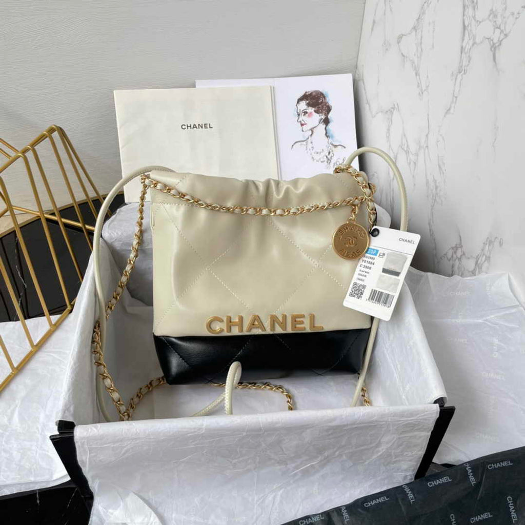 Chanel 22 Mini bag AS3980 Shiny Calfskin Beige