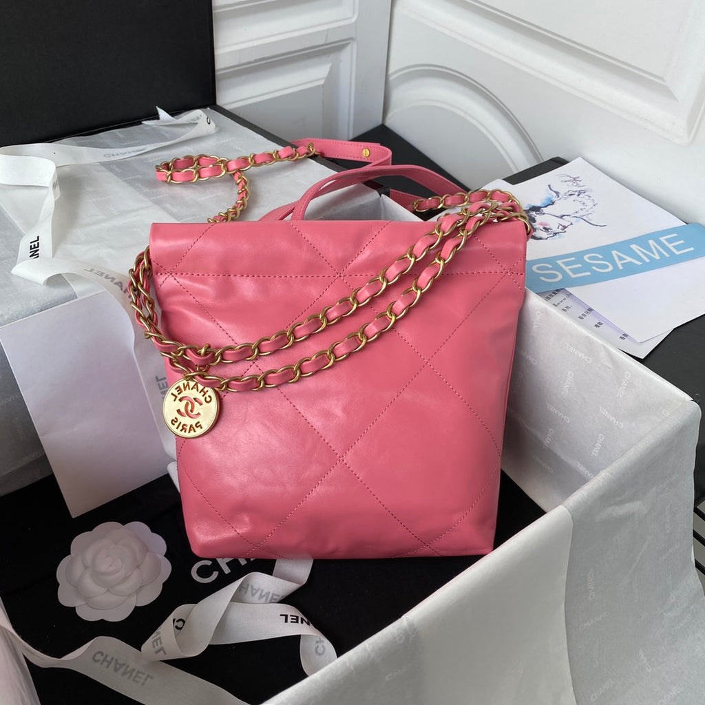 Chanel 22 Mini Handbag AS3263 Calfskin Leather In Plum