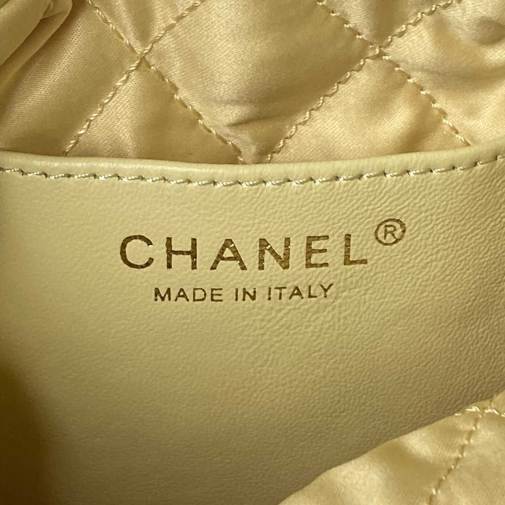 Chanel 22 Mini Handbag AS3980 Shiny Calfskin Gold-Tone Metal Yellow