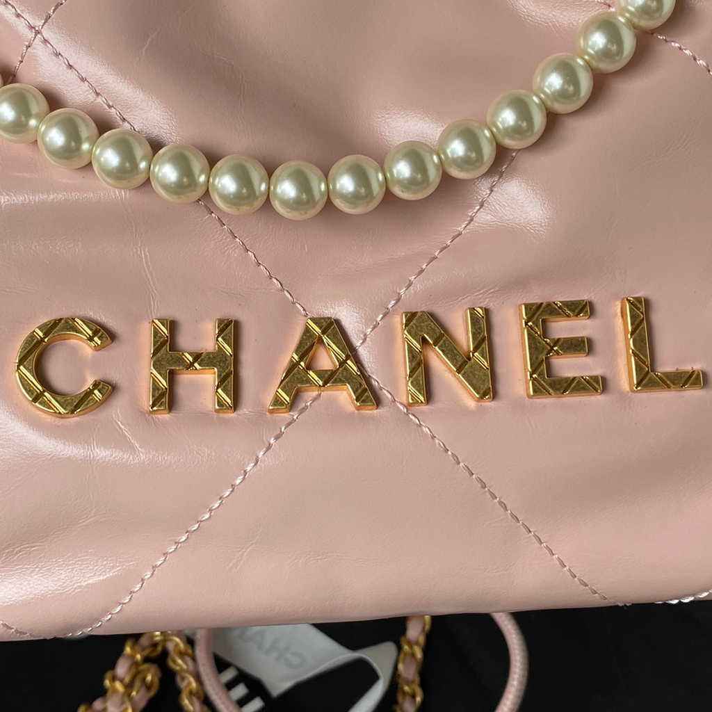 Chanel 22 Mini bag AS3980 Shiny Calfskin Calfskin & Gold-Tone Metal Pink