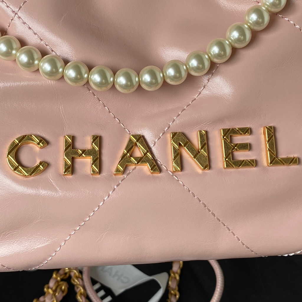 Chanel 22 Mini bag AS3980 Shiny Calfskin Calfskin & Gold-Tone Metal Pink