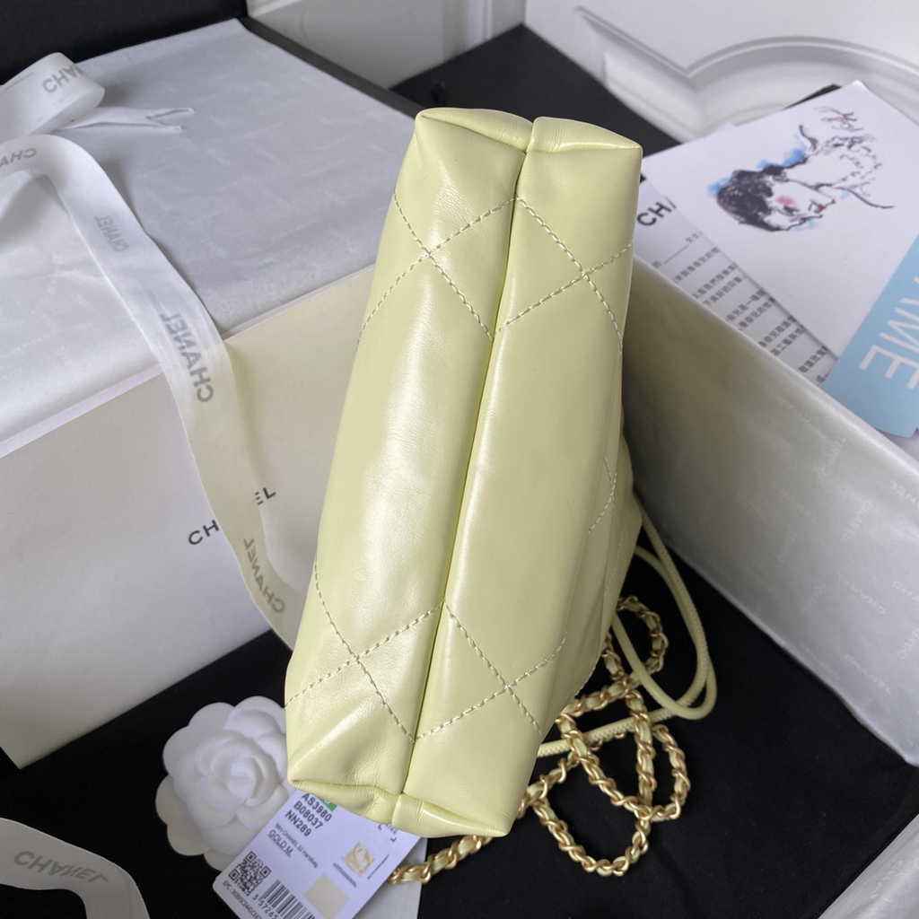 Chanel 22 Mini bag AS3980 Shiny Calfskin & Gold-Tone Metal Yellow