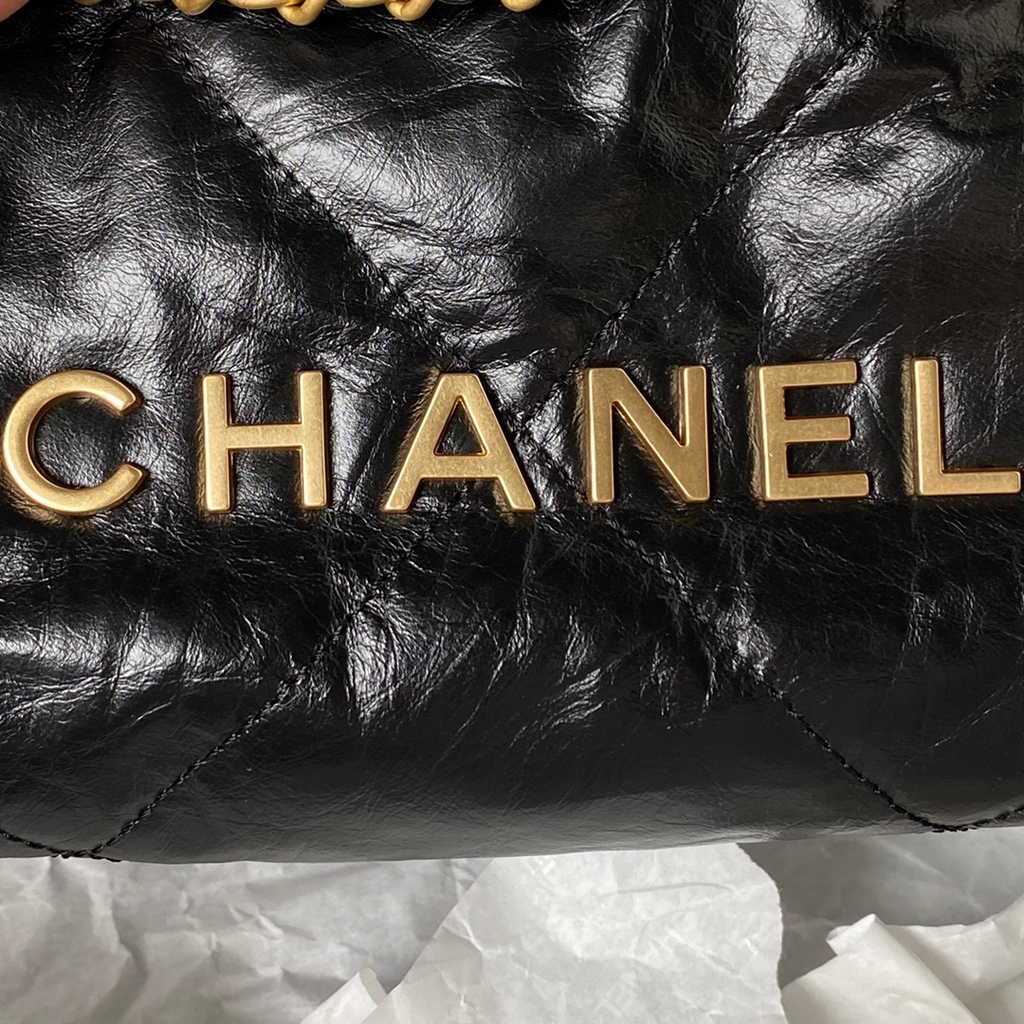 Chanel 22 Mini bag AS3980 Shiny Crumpled Calfskin & Gold-Tone Black