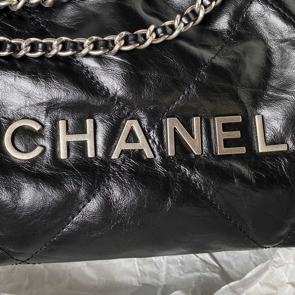Chanel 22 Mini bag AS3980 Shiny Crumpled Calfskin & Silver-Tone Black