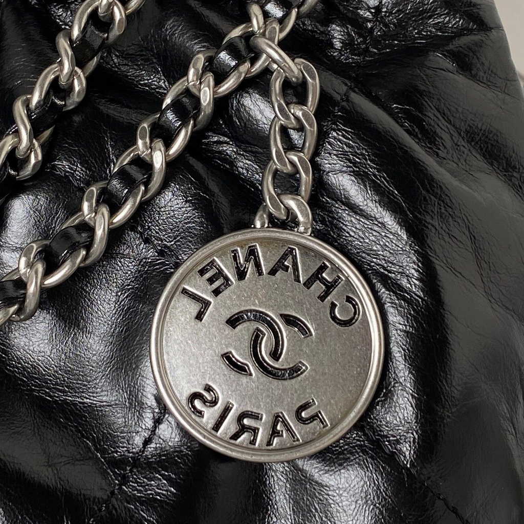 Chanel 22 Mini bag AS3980 Shiny Crumpled Calfskin & Silver-Tone Black